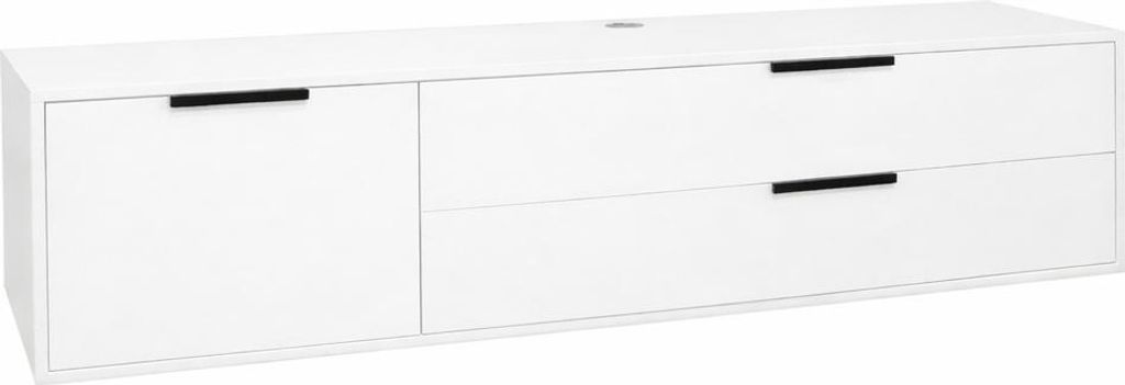 FURNARO Lowboard Bonnie TV-Board Fernsehschrank B/H/T: 168x47x45 cm, Farbe:Ice white matt lack