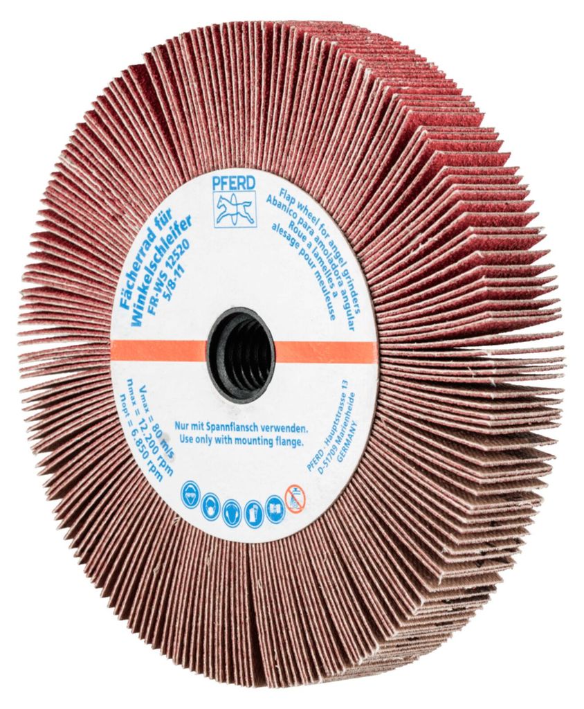 PFERD TOOLS Lamellenschleifrad für Winkelschleifer FR WS Ø 125x20mm 5/8-11 CO-COOL120 für Edelstahl 2 Stk