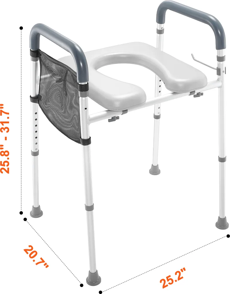 Alzawater VEVOR, regolazione dell'altezza in 7 posizioni da 49,9 a 64,9 cm, portata 158 kg, con comoda struttura in alluminio imbottita, alzawater universale, per anziani, disabili, donne in gravidanza, medici - 8