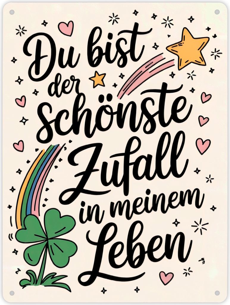 Du bist der schönste Zufall in meinem Leben Metallschild XL in 21x28 cm