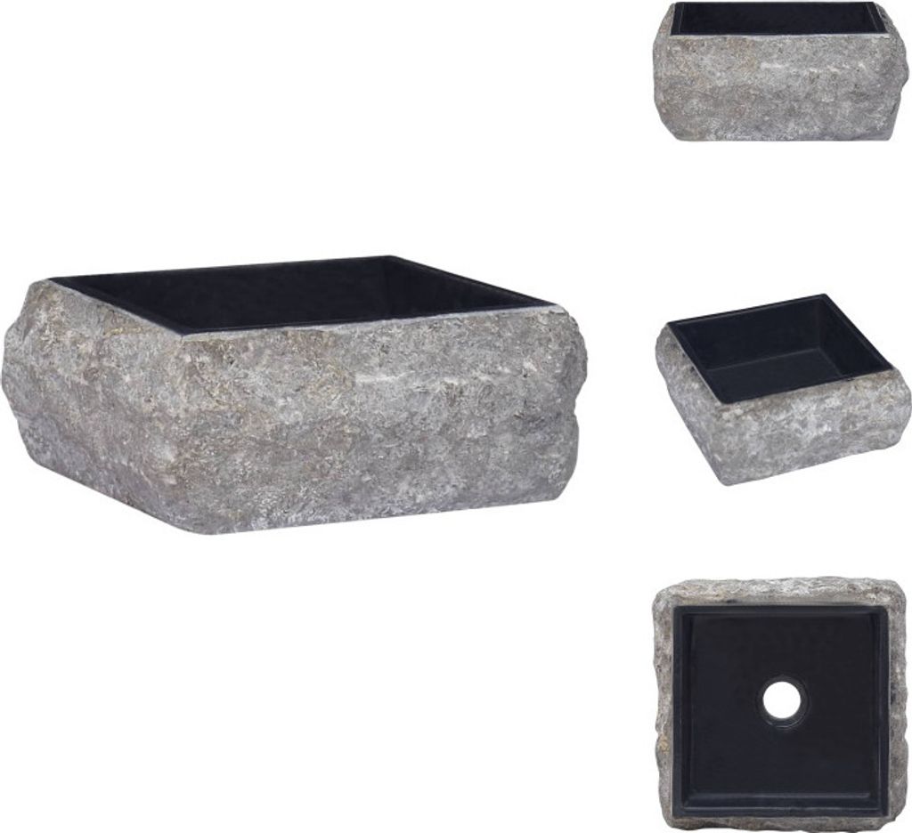 vidaXL Waschbecken Schwarz 30x30x13 cm Marmor -  Produktbild 