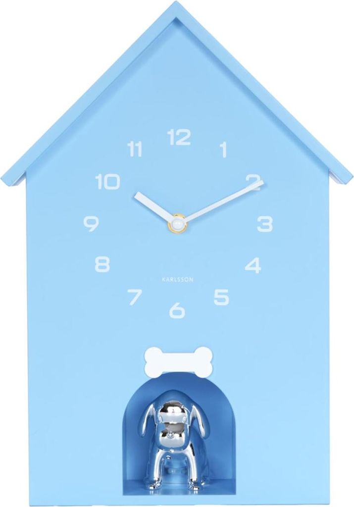 Karlsson - Wanduhr Dog House - Blau - 24.9x9x27cm