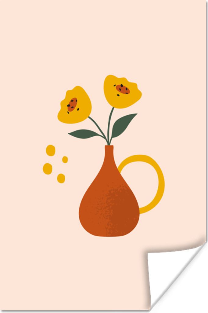 MuchoWow Poster Vase - Mohn - Pastell 60x90 cm - Wanddekoration
