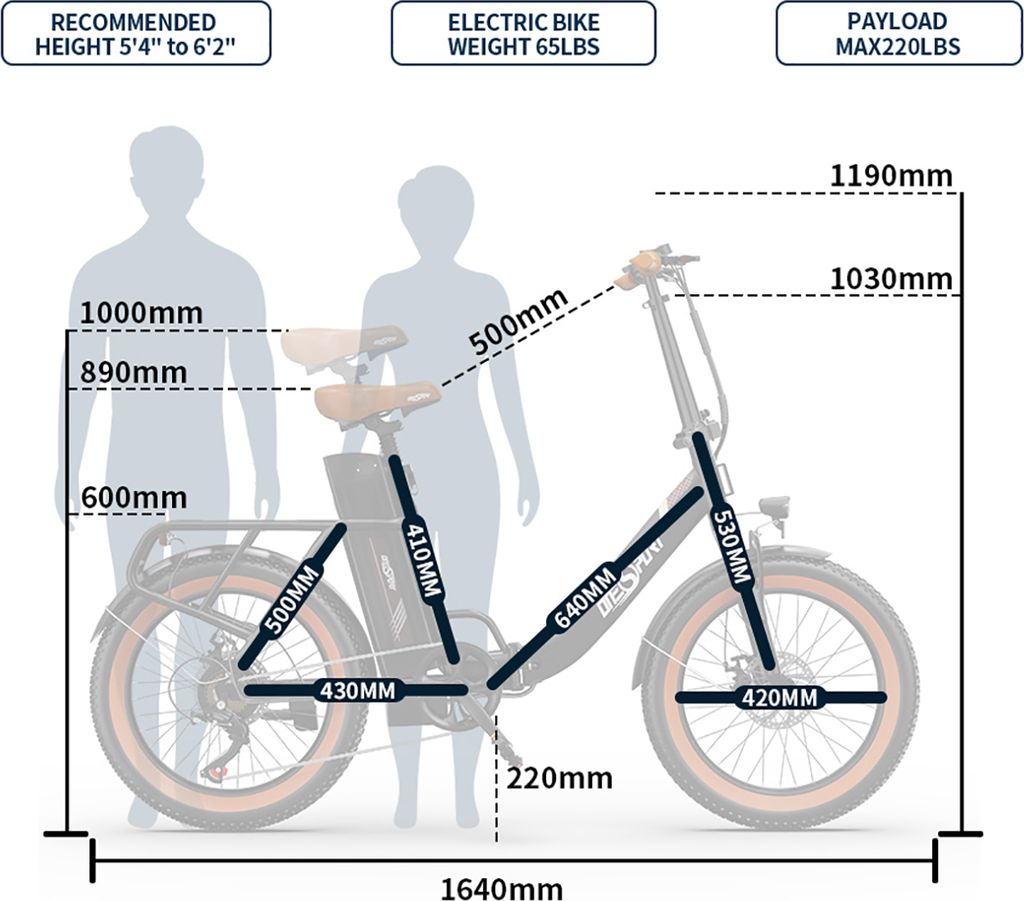 Onesport 20 Zoll Elektrofahrrad ebike Pedelec mit 48V 17 Ah Produktbild 2