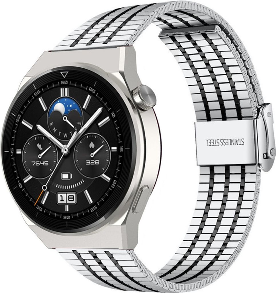 Strap-it Stahlarmband - Kompatibel mit Huawei Watch GT 3Armband 46mmHochwertiger EdelstahlHuawei watch strap Armband mit faltschließe für 22mmArm...