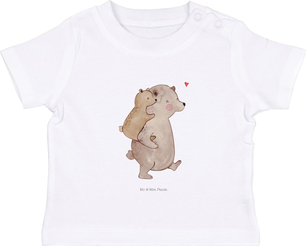 Mr. & Mrs. Panda Organic Baby Shirt Papa Bär 0. - 6. Monat - Weiß - Geschenk, Vatertag, Babyshirt, Kurzarmshirt, Geburtstag, Jerseyshirt, T-Shirt...