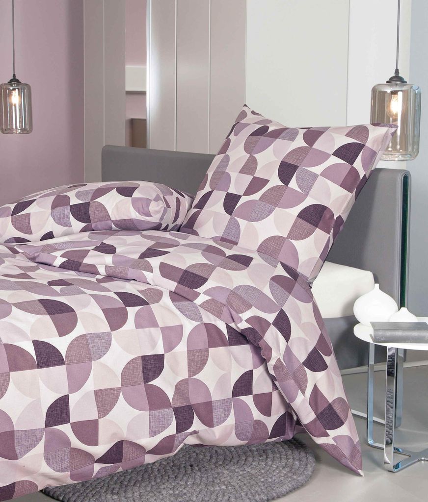 Janine Design Feinbiber Bettwäsche-Garnitur DAVOS 65121 Farbe lila beere-05 Größe 200x220 2x80x80cm