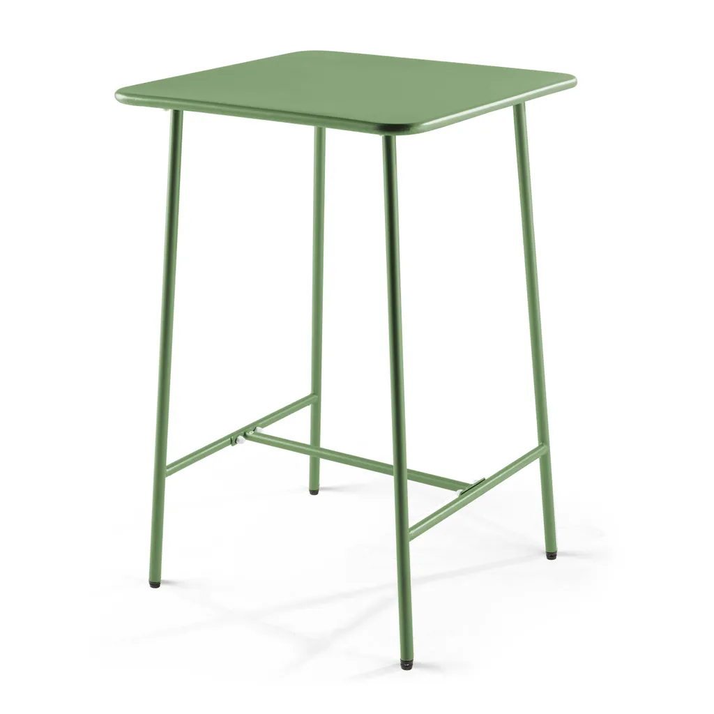 Table de bar Palavas et 2 tabourets en métal vert cactus - Oviala - 3