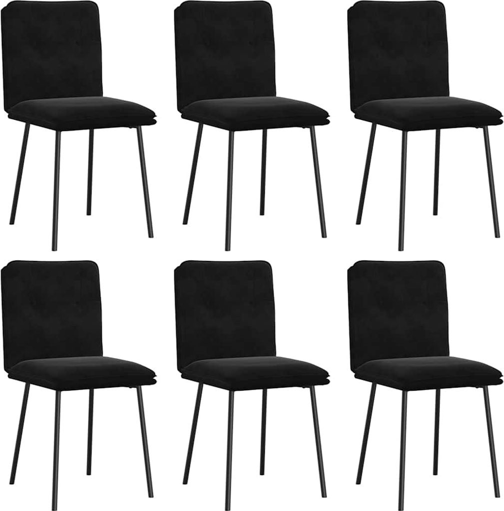 vidaXL Esszimmerstühle 6 Stk. Schwarz Samt