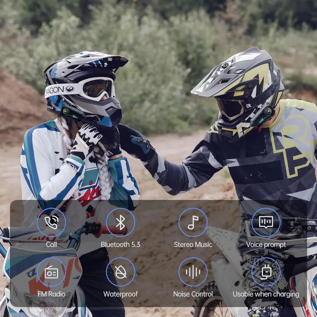 Intercom Moto sans Fil Bidirectionnel - Pack Duo Casque Bluetooth Noir