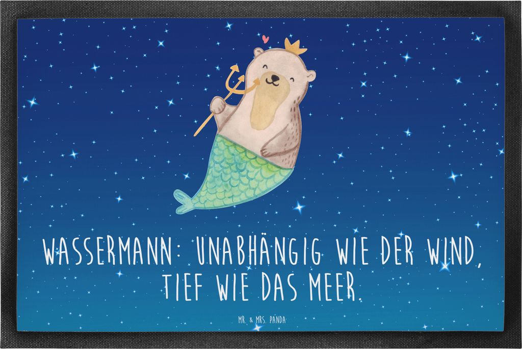 Mr. & Mrs. Panda Schmutzmatte Wassermann Astrologie 40 x 60 cm - Sternenhimmel Blau - Geschenk, Aszendent, Sternzeichen, fußmatte, Geburtstagsgesc...