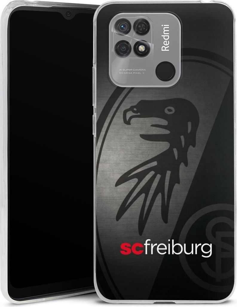 DeinDesign Slim Hülle für Xiaomi Redmi 10C Silikon Case Ultra Dünn Handyhülle Metallic Look Offizielles Lizenzprodukt SC Freiburg