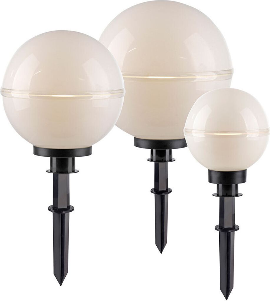 3er Set Kugelleuchten, schwarz, weiß, D 20 cm, 30 cm, 40 cm