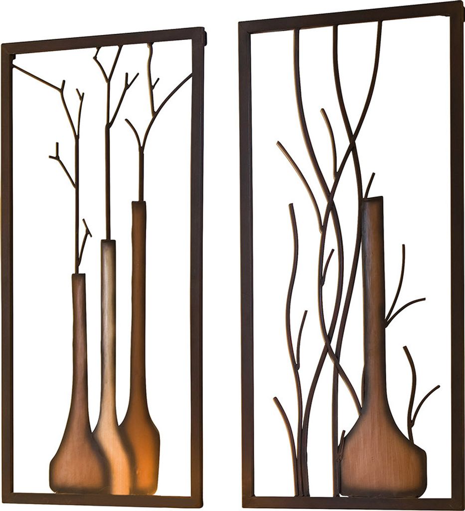 Gilde Wandrelief, rechteckig, Vase, Metall, braun, , , B. Produktbild 2