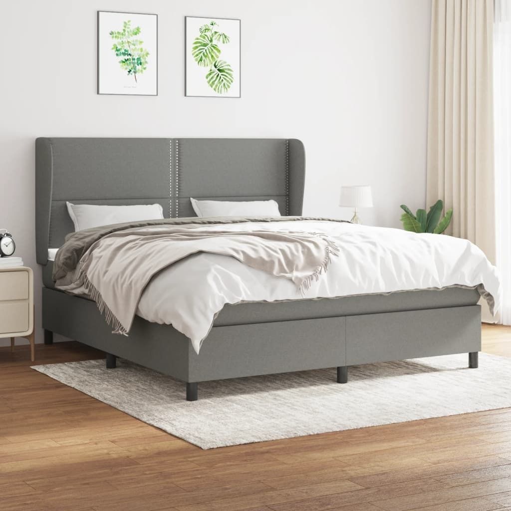 The Living Store Boxspringbett mit Matratze Dunkelgrau 180x200 cm Stoff