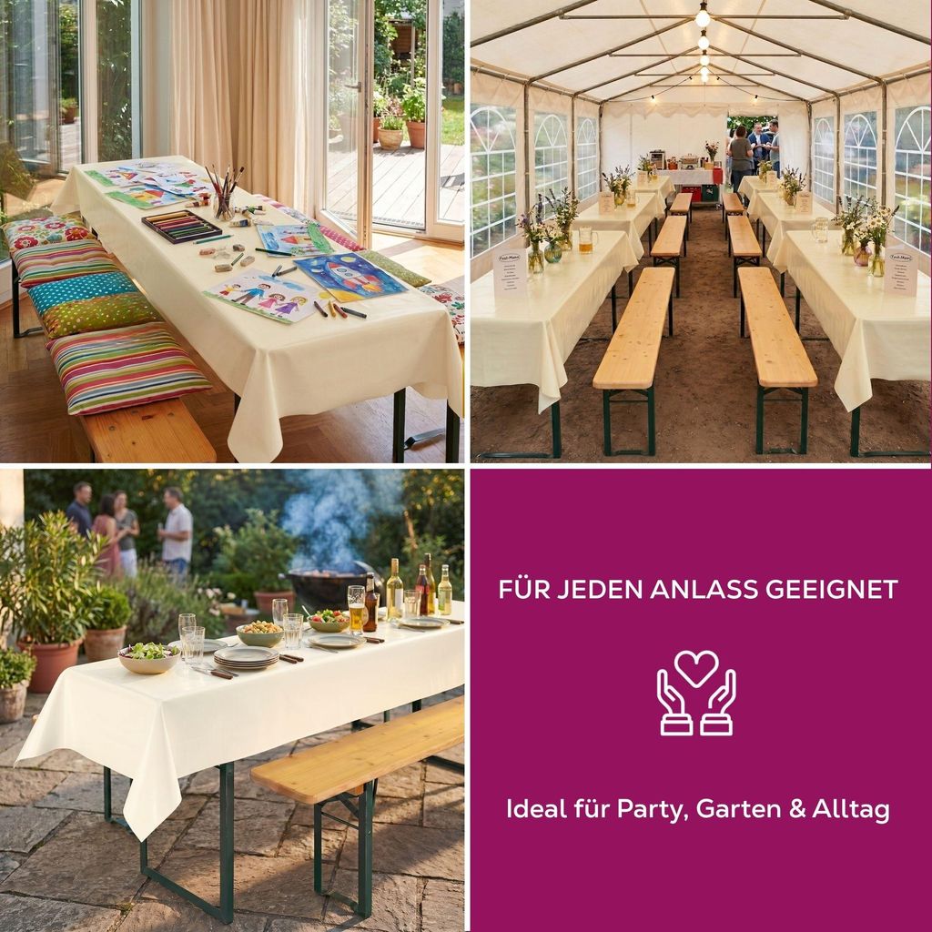 Beautex Party Tischdecke abwaschbar 100x250, für Biertisch