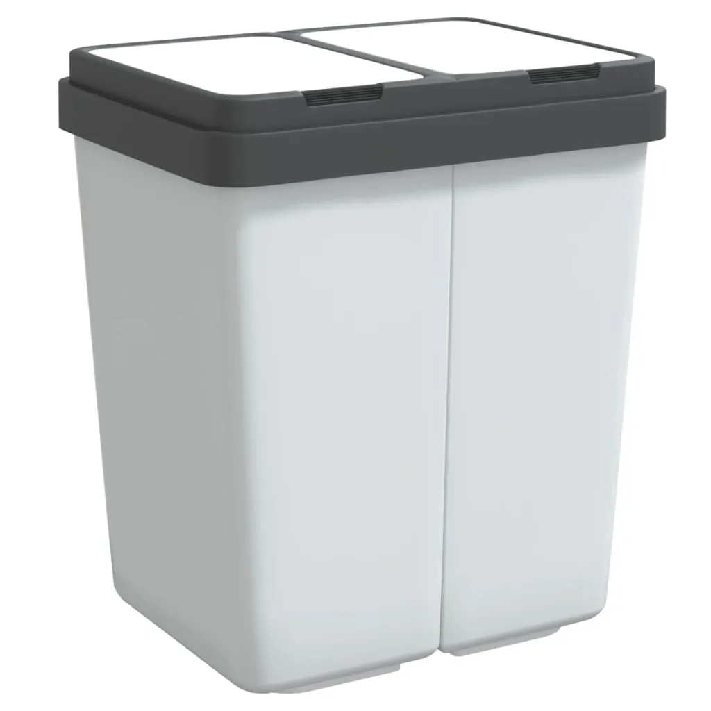 Poubelle Double 2x25 L Blanche avec Bacs Amovibles et Fermeture Douce