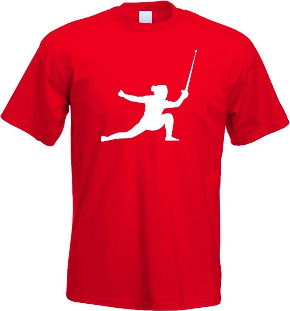 Kiwistar - T-Shirt - rot - Fechten Degen Fechter Motiv Bedruckt Funshirt Design Print - mit Motiv Bedruckt - Funshirt Design - Sport - Freizeit - H...