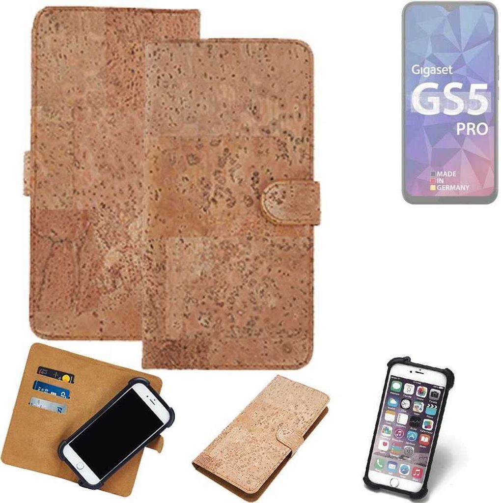 K-S-Trade Hülle kompatibel mit Gigaset GS5 Pro SE Kork Handyhülle Cover Schutzhülle TPU Case Bumper in Hellbraun, (1x)
