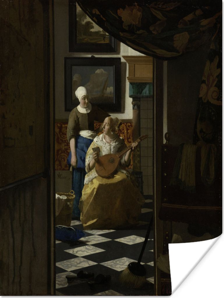 MuchoWow Poster Der Liebesbrief - Johannes Vermeer 90x120 cm - Wohnzimmer