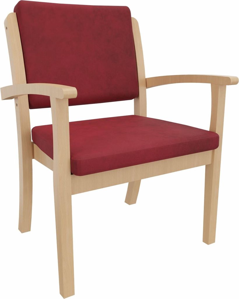 Schwerlaststuhl Alexander XXL – Stuhl mit Armlehnen für Schwergewichtige bis 250 kg – 52cm Sitzhöhe.Stoffbezug:Clean-Stoff Como Rot,Bodenglei...