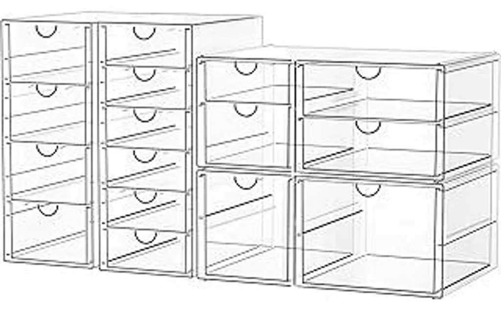 Set 4 Organizer Impilabili 16 Cassetti per Cosmetici e Ufficio - Salvaspazio
