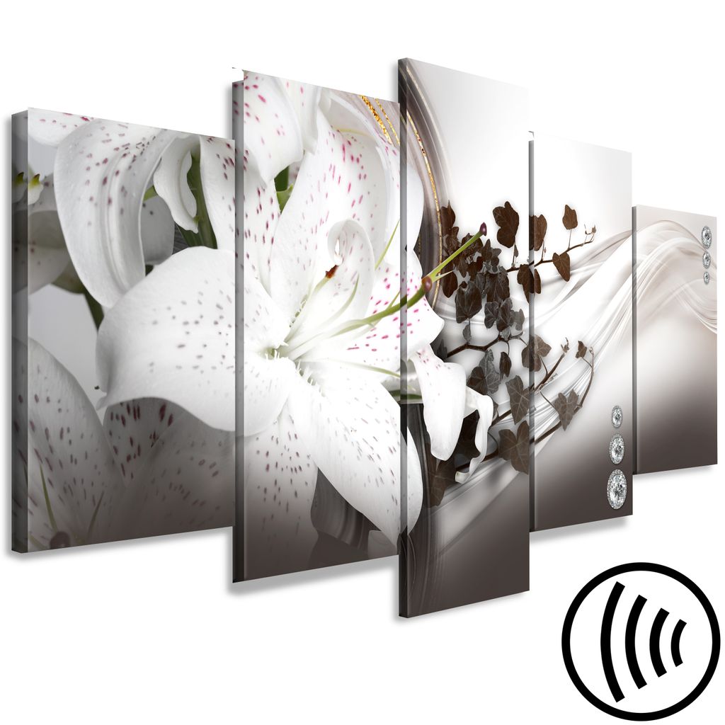 Akustikbild Lilien 200x100 cm Bilder Akustikschaum Hochleistungsschallabsorber Schallschutz Leinwand 5 tlg Wandbild Raumakustik Schalldämmung Lili...