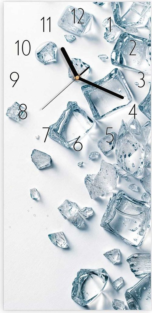 Wanduhr aus Glas mit Motiv Eiswürfel Haufen- 30 x 60 cm - inkl. Aufhängesystem