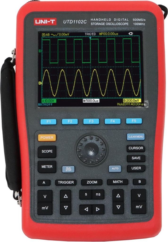UNI-T Handheld-Oszilloskop, UTD1102C, 100 MHz, 2 Kanal, 500 MSa/s