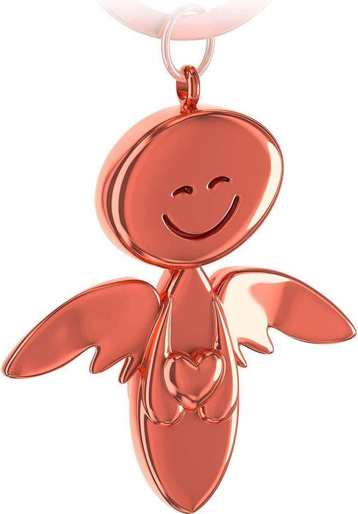 FABACH Schutzengel Schlüsselanhänger Smile mit Herz - Edler Engel Anhänger aus Metall in glänzendem Rosegold - Geschenk Glücksbringer Auto Fü...