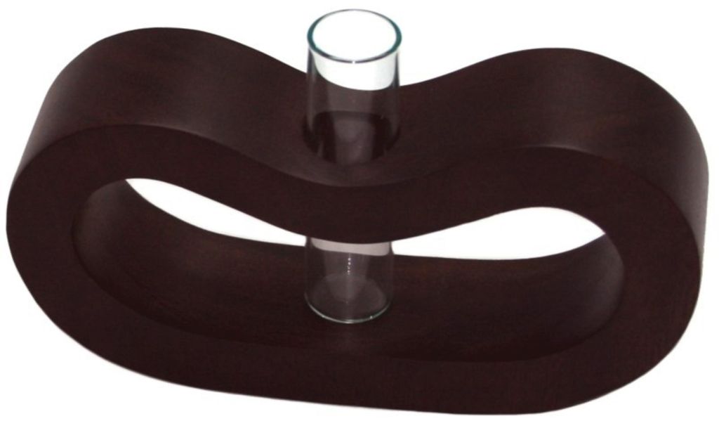 Design-Vase JULIA aus Mangoholz mit Glas, in weiß, schwarz oder braun , Farbe:braun