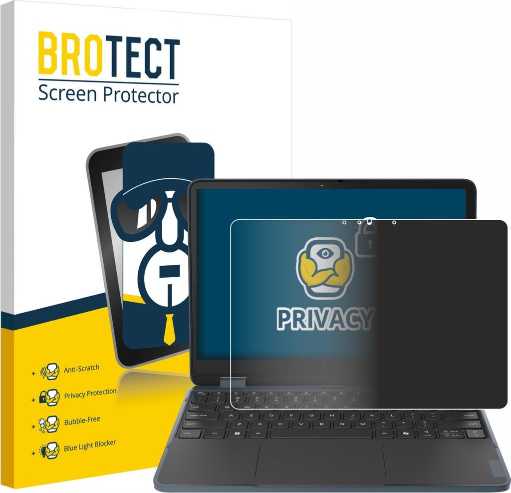 BROTECT Sichtschutzfolie für Lenovo 500w 2-in-1 Gen 5 Anti-Spy Privacy Sichtschutz Blickschutz Folie Blaulicht-Schutz