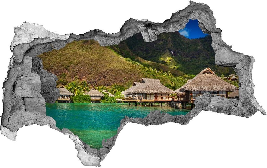 Selbstklebender Loch-3D-Aufkleber 95x73 cm Wasserbungalows
