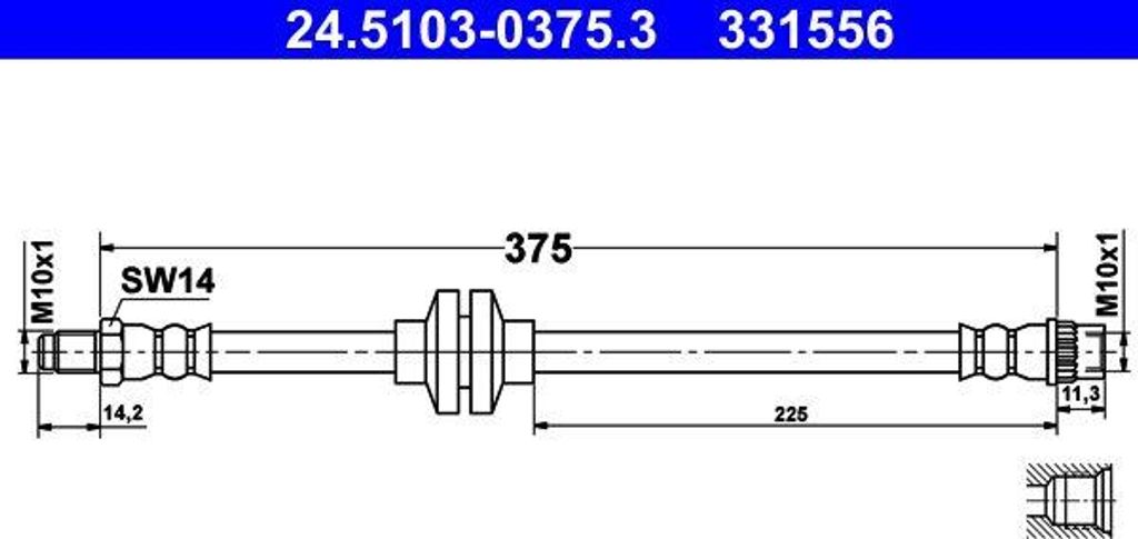 ATE 24.5103-0375.3 Bremsschlauch OE 4420115 kompatibel mit Movano, Master