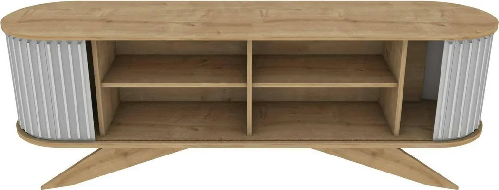 Support TV 180cm Bailu Chêne Brun pour Salon et Rangement Multimédia
