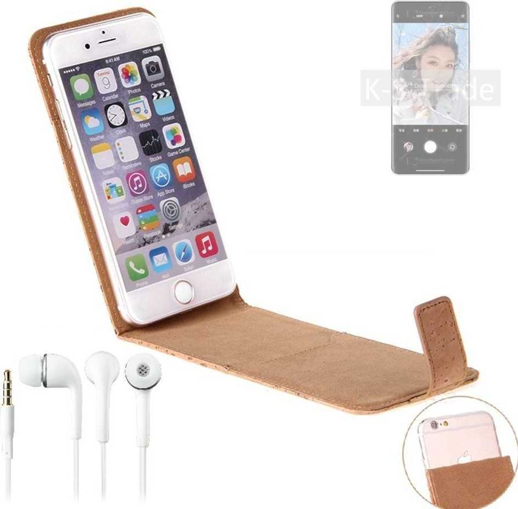K-S-Trade Schutzhülle mit Kopfhörer kompatibel mit Xiaomi Civi 1S Handyhülle Cover Kork Tasche Flipstyle Case
