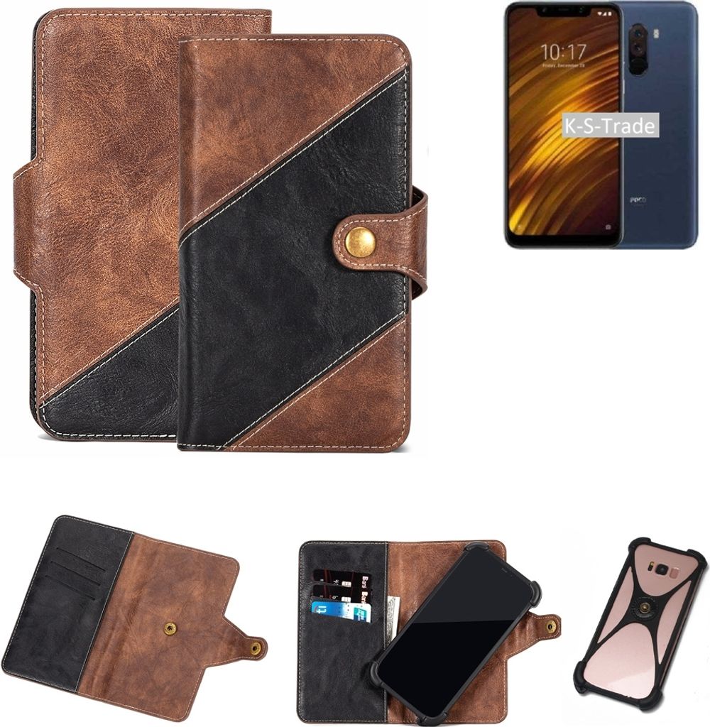 K-S-Trade Handy Hülle Schutz Hülle Schutzhülle Bookstyle Case kompatibel mit Xiaomi Pocophone F1 Handy Cover Hülle Schutztasche 1x