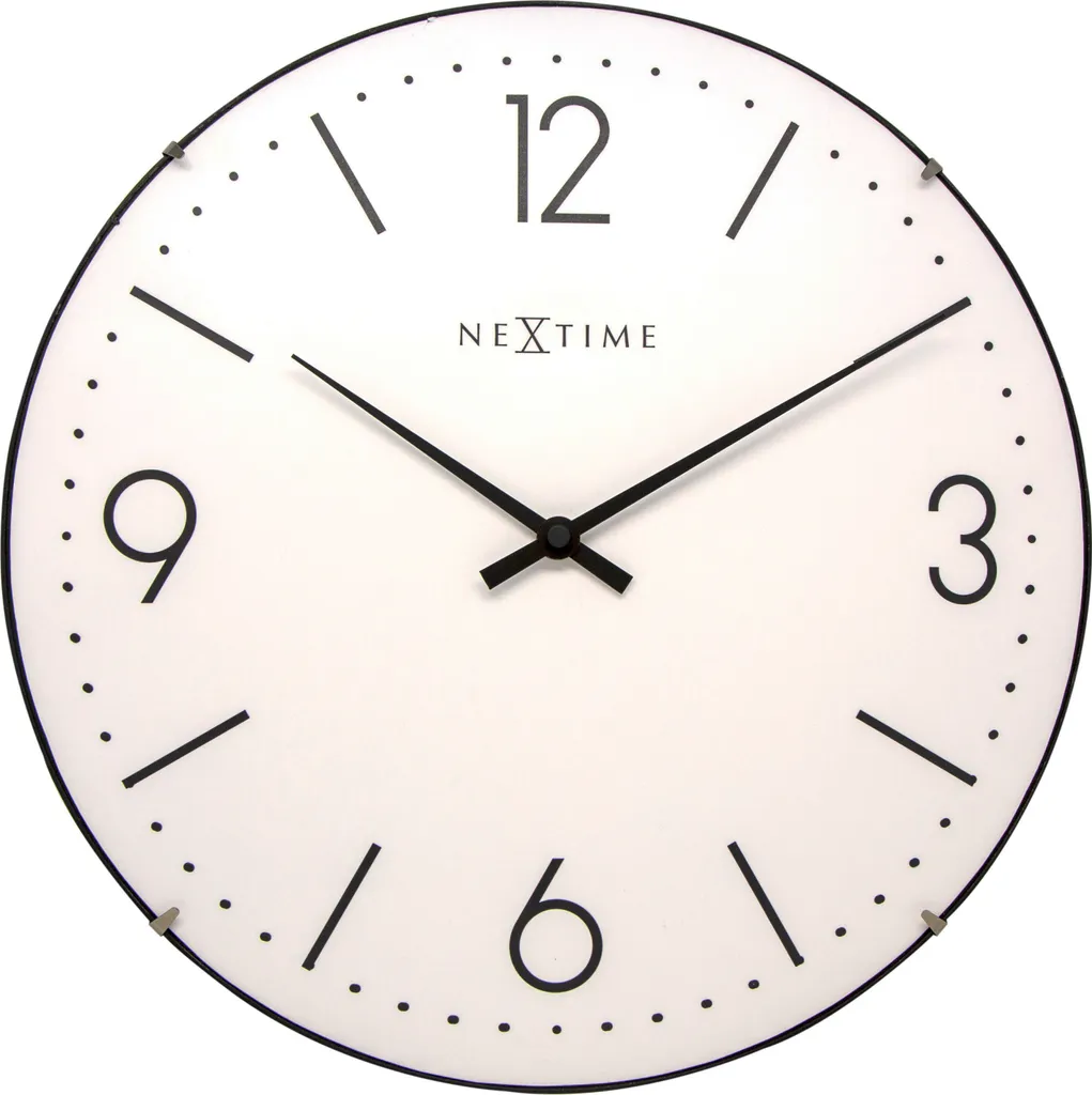 NeXtime 3157WI Basic Dome Horloge Murale Blanche 35cm au Design Épuré