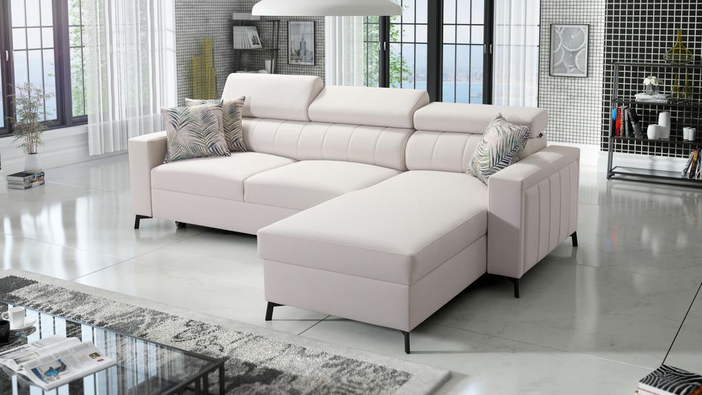 Ecksofa mit Schlaffunktion Latina Bettkasten Ottomane Rechts