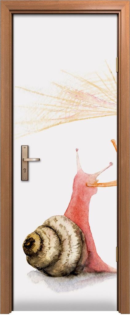 Türposter 70x200 cm Türaufkleber Türtapete Türfolie Klebefolie Aquarell zwei verliebte Schnecken