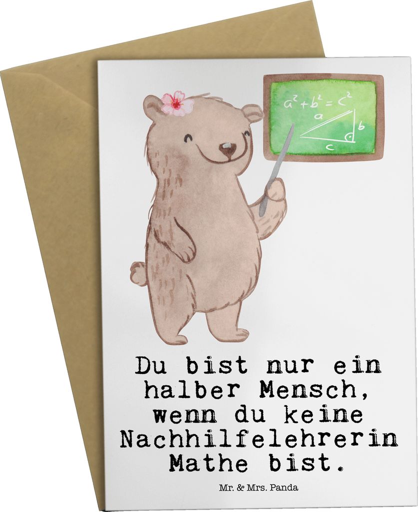 Mr. & Mrs. Panda Klappkarte Nachhilfelehrerin Mathe Herz - Produktbild 