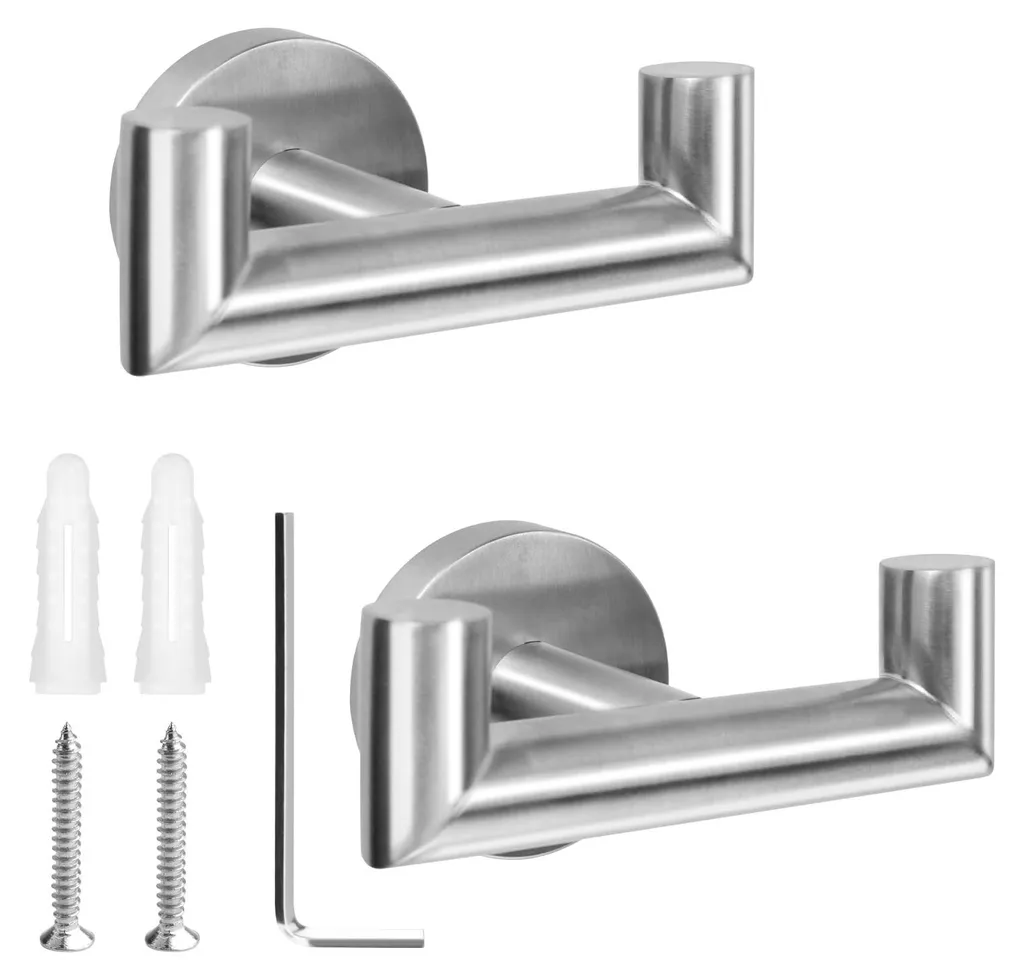 Crochet inox brossé modèle robuste avec fixation à visser pour hôtel