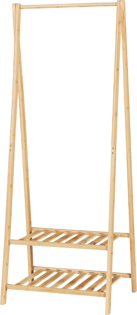 Portemanteau Öckerö en bambou 150x60x40 - Tringle et 2 étagères