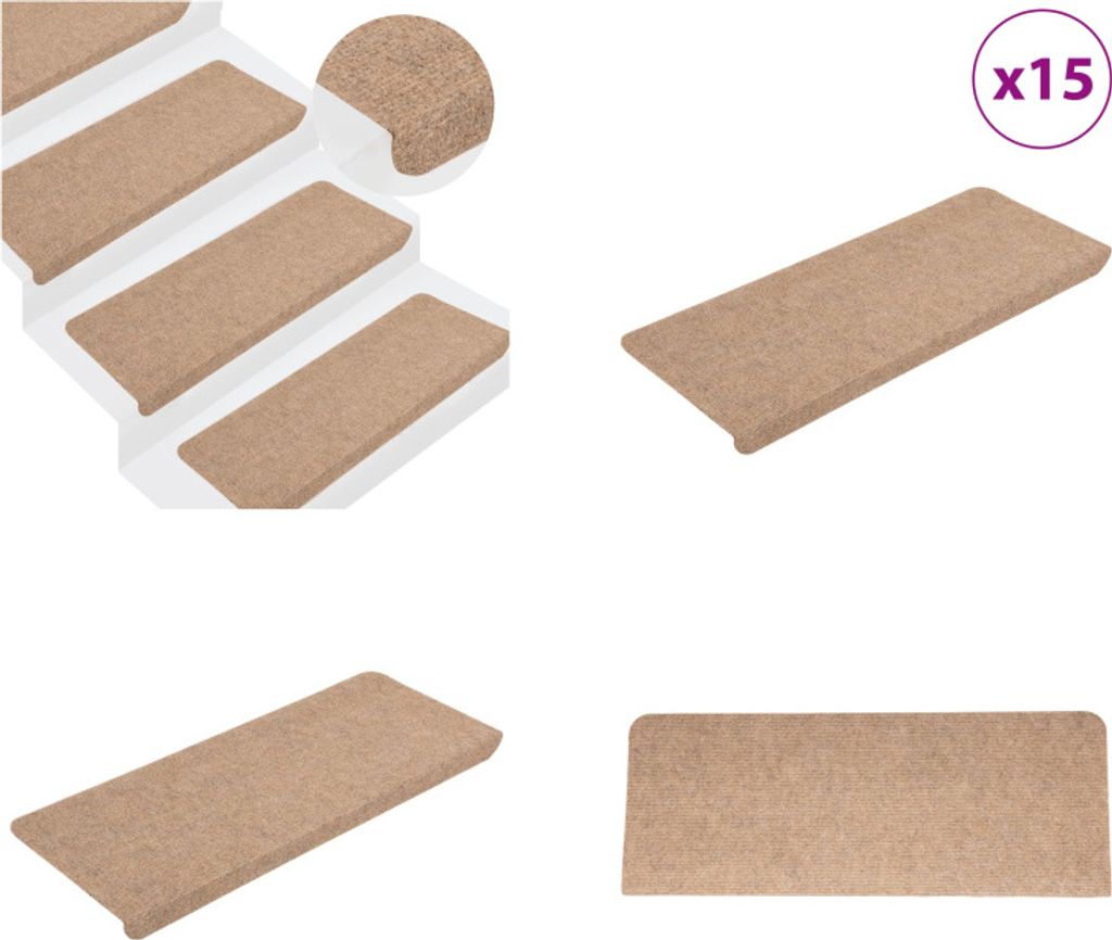 vidaXL Stufenmatten Selbstklebend 15 Stk. 65x24,5x3,5 cm Produktbild 