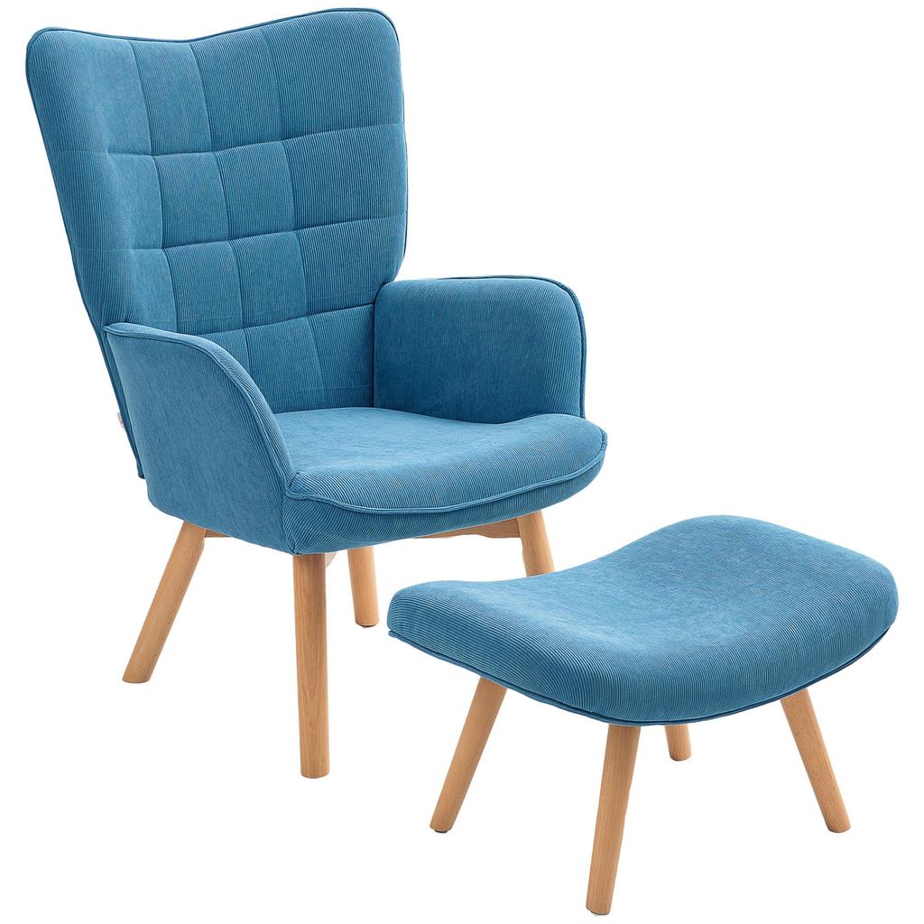 Poltrona HOMCOM con poggiapiedi, poltrona a orecchie con Immagine del prodotto 