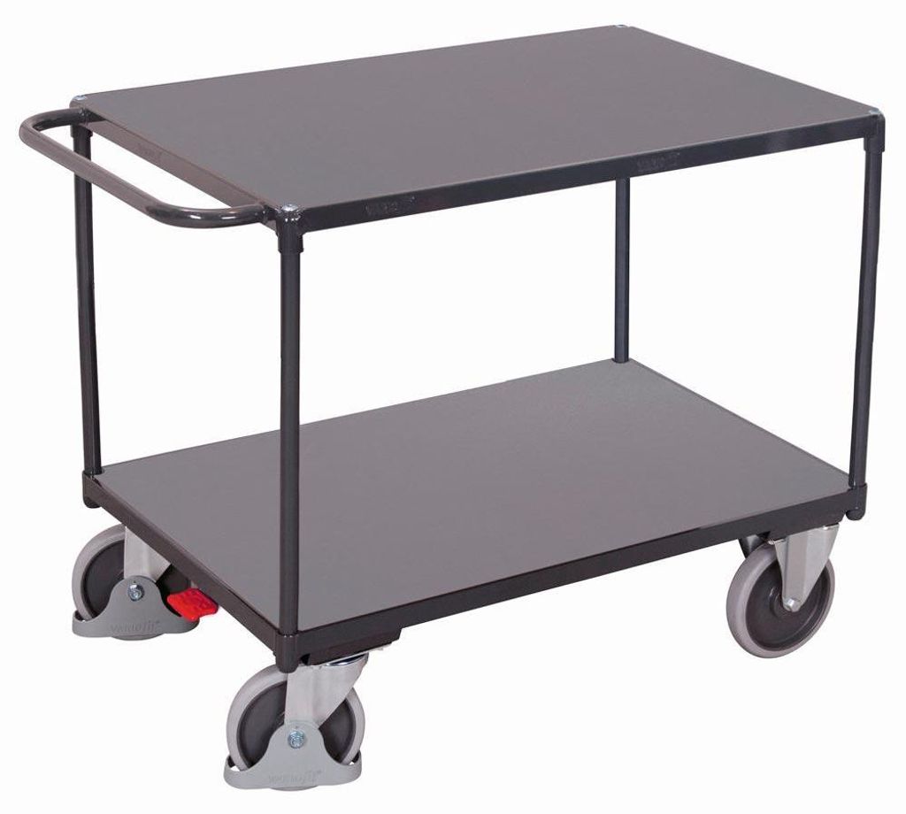 VARIOfit Schwerer Tischwagen mit 2 Ladeflächen RAL 7016 sw-700.500/AG