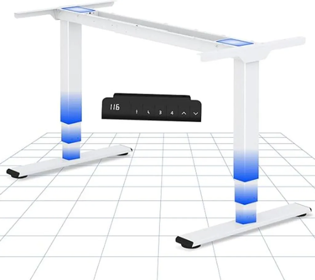 Cadre de table assis-debout pour télétravail avec double moteur blanc