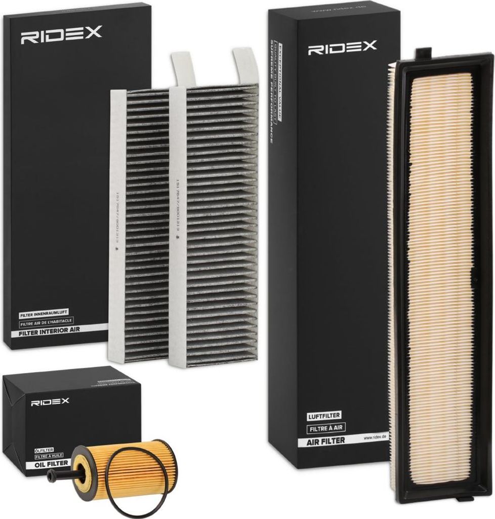 RIDEX Filterset Inspektionspaket Filtersatz passend für PEUGEOT 307 (3A/C) Partner Origin Kastenwagen (G) Partner Origin Combispace (G) für CITROËN