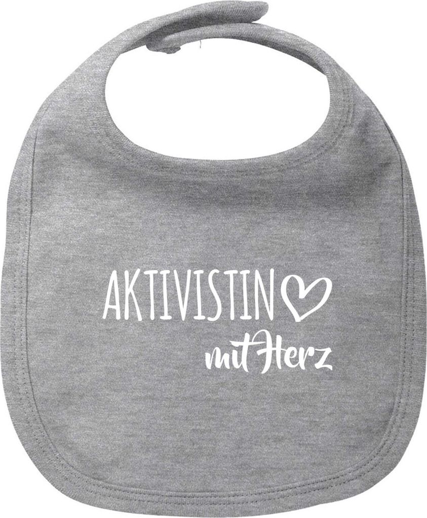 Huuraa Baby Lätzchen Aktivistin mit Herz Heather Grey Klettverschluss Baumwolle Latz Geschenkidee