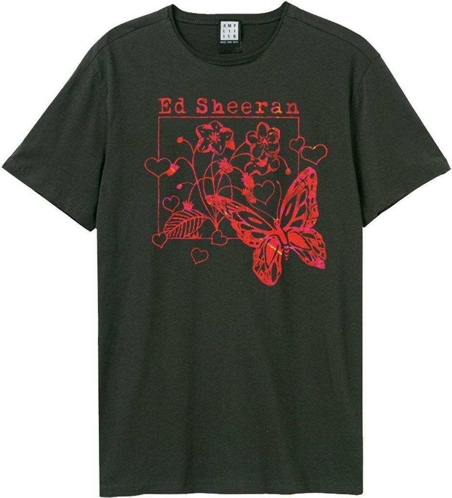 Amplified - "Line Art Butterfly" T-Shirt für Herren/Damen Uni GD1396 (L) (Holzkohle)